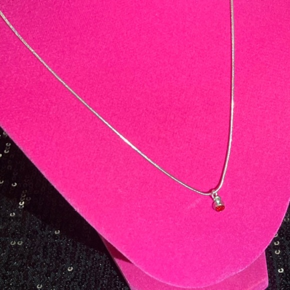 July Ruby Sterling Silver Necklace Birthday Birthstone Month Rhinestone gift Y2K - Picture 10 of 17